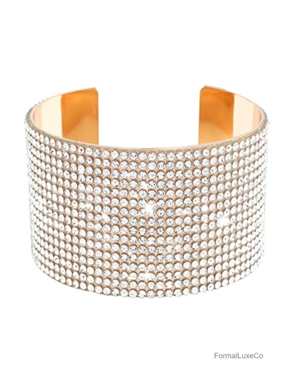 Wide Rhinestone Cuff Bracelet Adjustable Stretchable Bangle